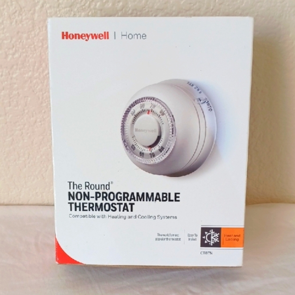 New Honeywell Non-Programmable Heating & Cooling Round Thermostat White CT87N